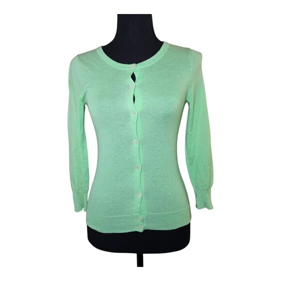 J.Crew Women’s XXS Burgundy & Lime 100% Cashmere Button Cardigan Sweater Bundle - Picture 2 of 16